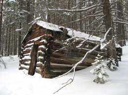 Old cabin in winter